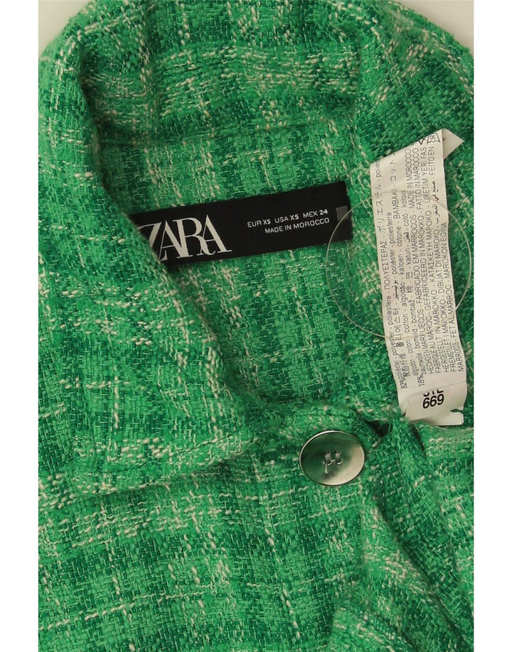 Zara Γυναικείο Oversized Bomber Jacket UK 6 XS Green Check Polyester