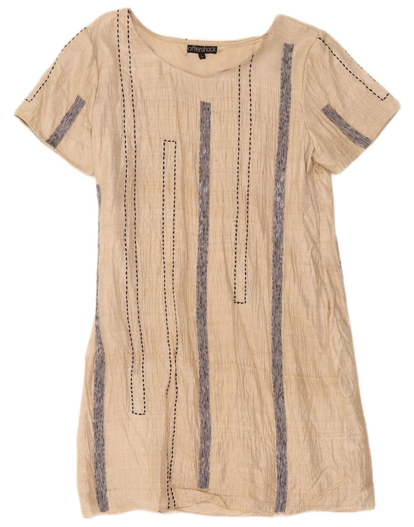 Aftershock Γυναικείο φόρεμα Shift UK 14 Large Beige ριγέ