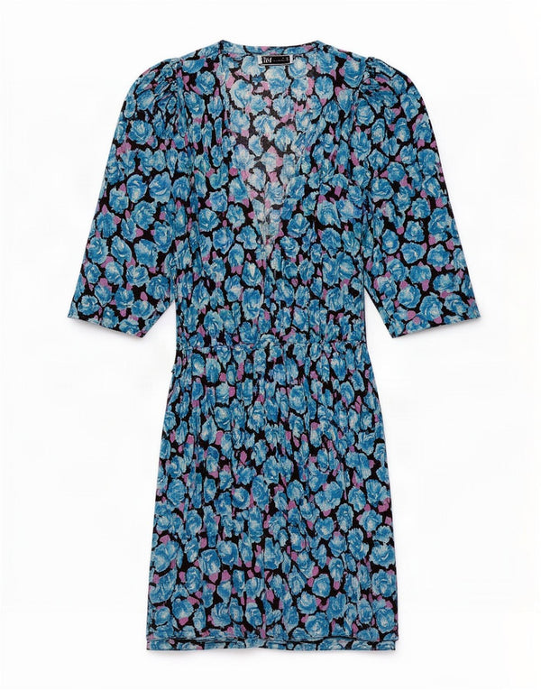 Zara Γυναικείο φόρεμα με μανίκια 3/4 UK 8 Small Blue Floral