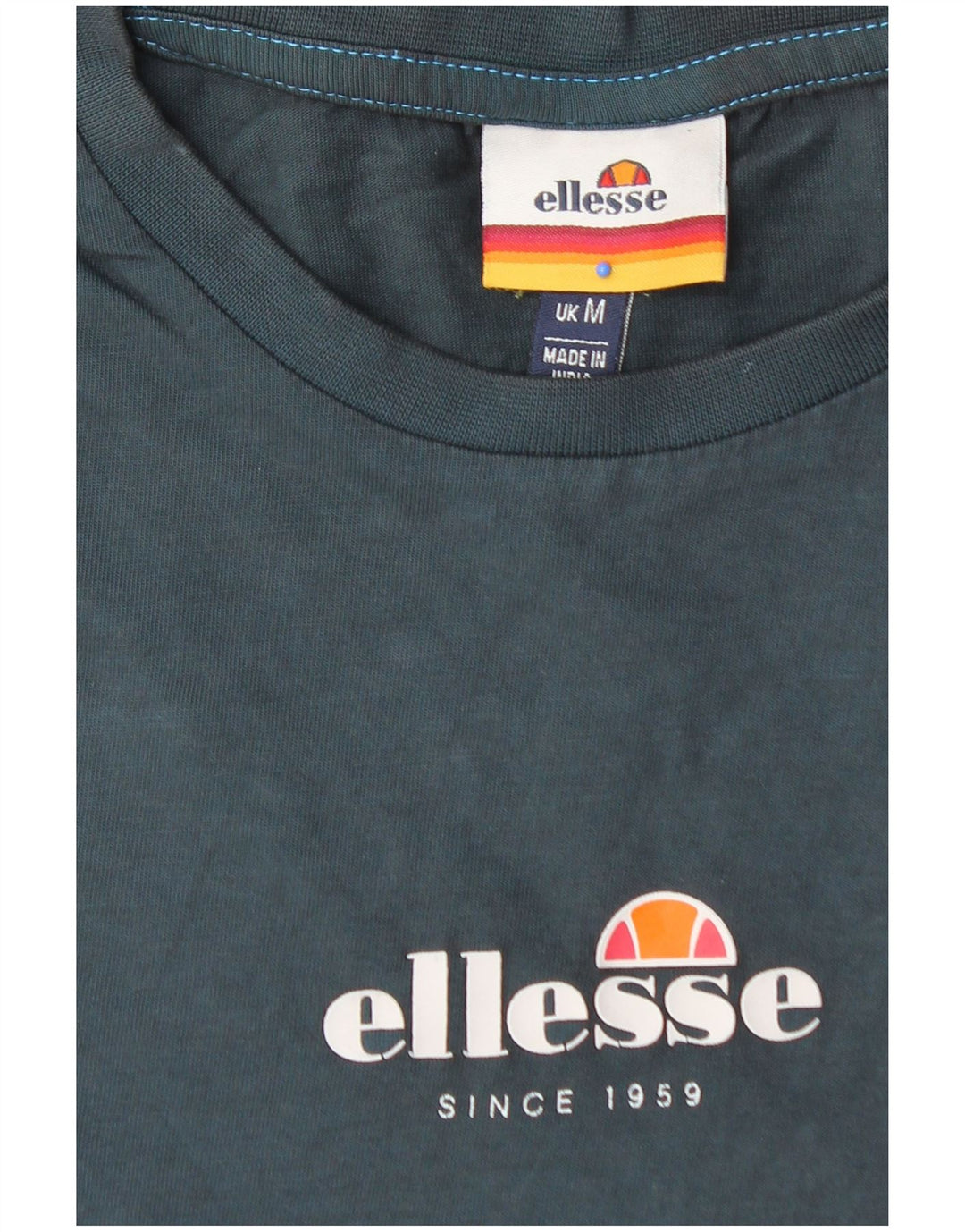 ELLESSE Mens Graphic T-Shirt Top Medium Green Colourblock