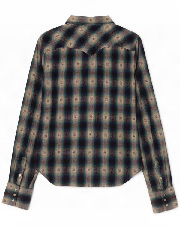 Ralph Lauren Womens Flannel Shirt UK 12 Medium Green Plaid Cotton
