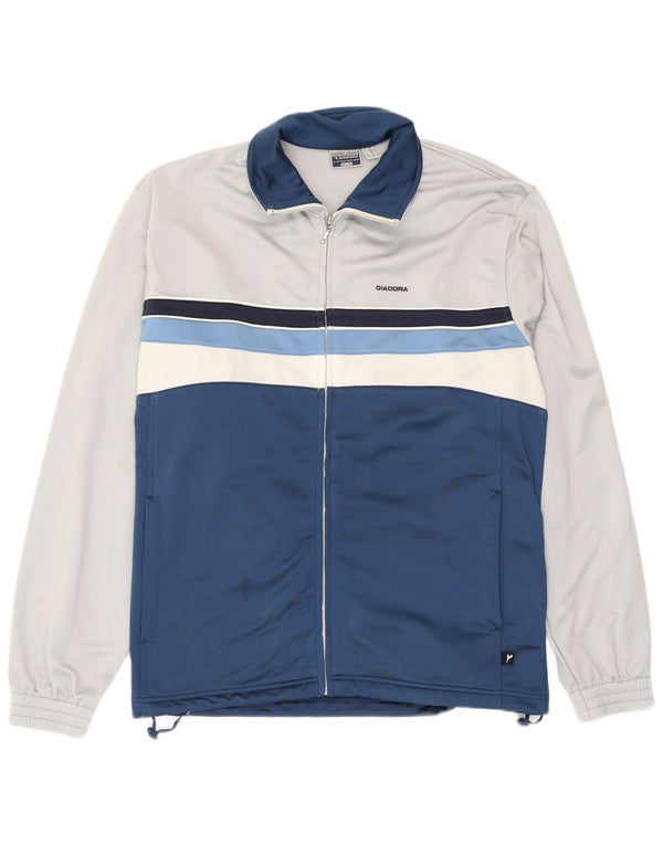 Diadora Veste de survêtement pour homme UK 42 Large Bleu marine Colourblock