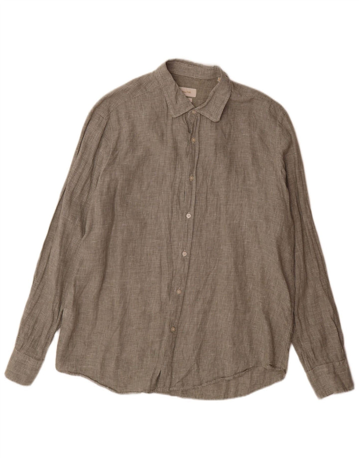 Koszula męska Massimo Dutti XL, zielona, lniana w pepitkę