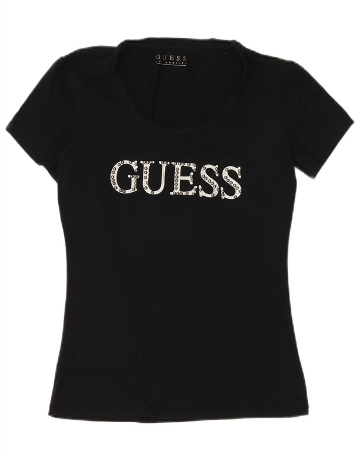 Guess Womens Graphic T-Shirt Top UK 10 Small Black