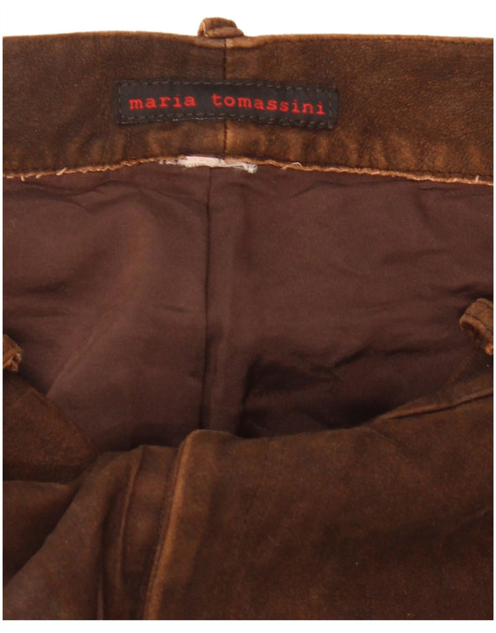 Vintage Womens Straight Leather Trousers W30 L35 Brown