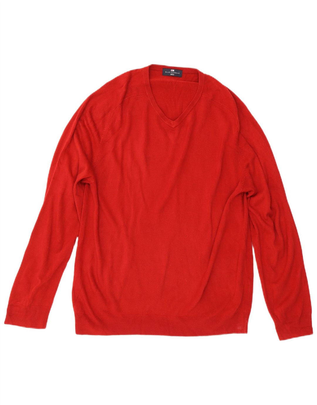 Marks & Spencer Mens Blue Harbour V-Neck Jumper Sweater Large Red Acrylic
