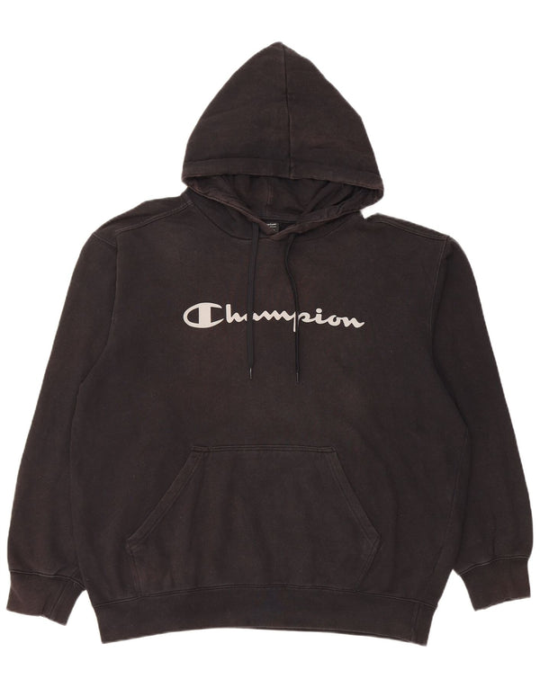 Champion Mens Graphic Hoodie Jumper XL Black Cotton