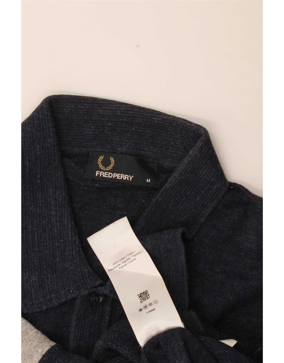 Polo da uomo Fred Perry in cotone color block medio blu navy
