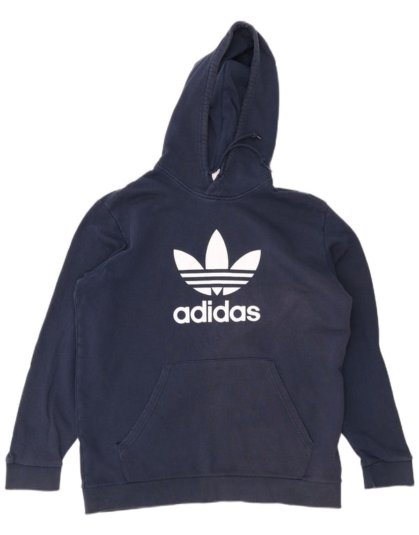 Felpa con cappuccio grafica da uomo Adidas XL in cotone blu navy