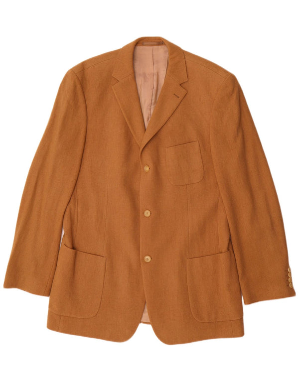 Hugo Boss Mens 3 Button Blazer Jacket UK 42 XL Beige Wool