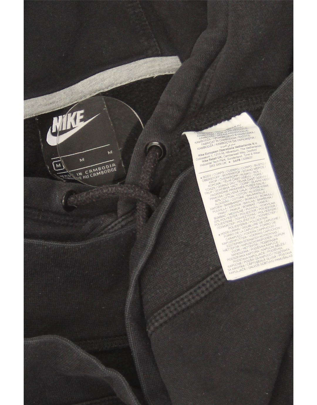 Felpa con cappuccio da uomo Nike, cotone medio nero