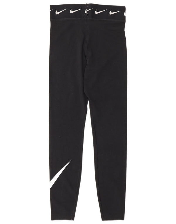 Nike Womens Graphic Leggings UK 10 Small Black Cotton