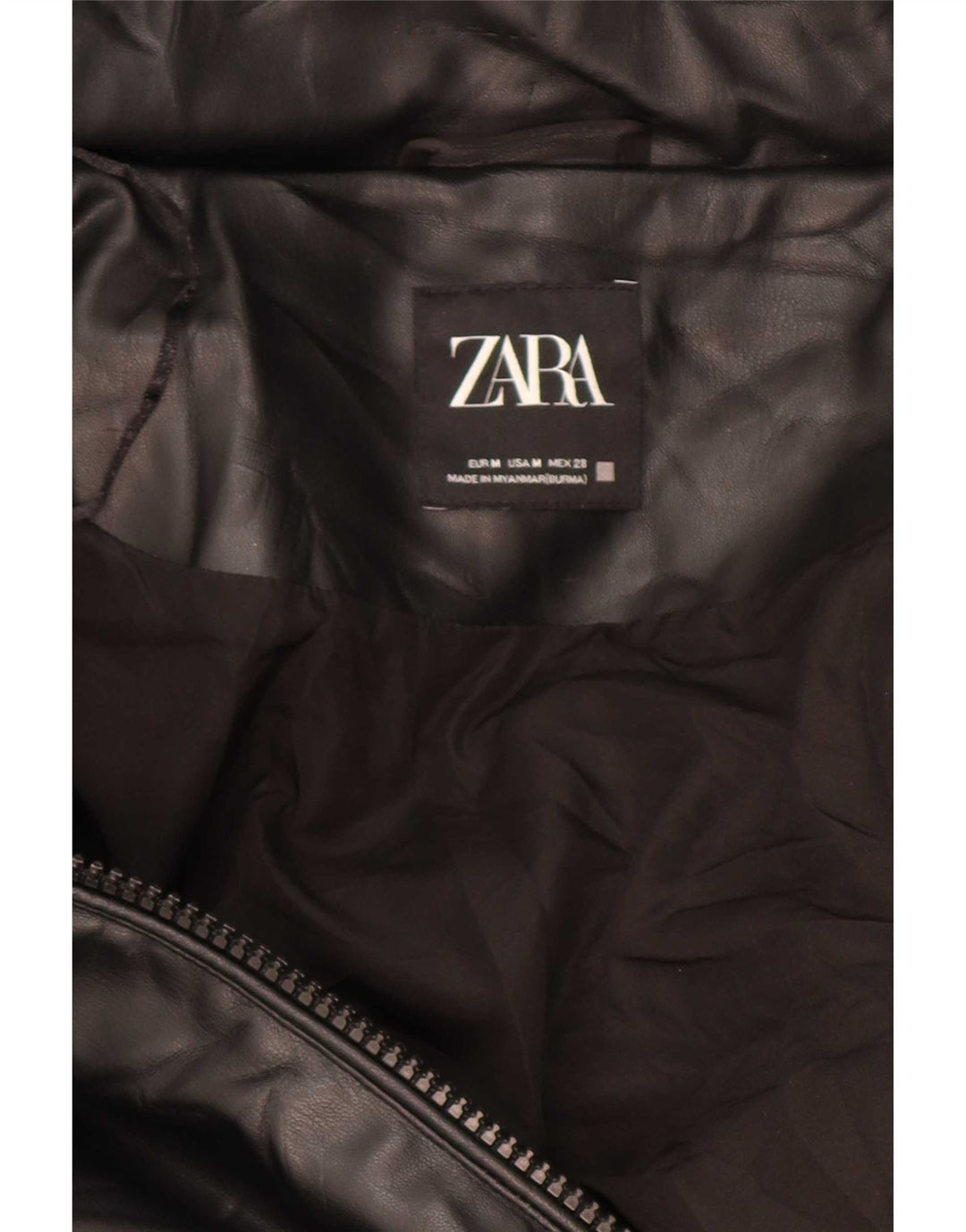 Zara Mens Oversized Hooded Padded Coat Medium Black Polyester