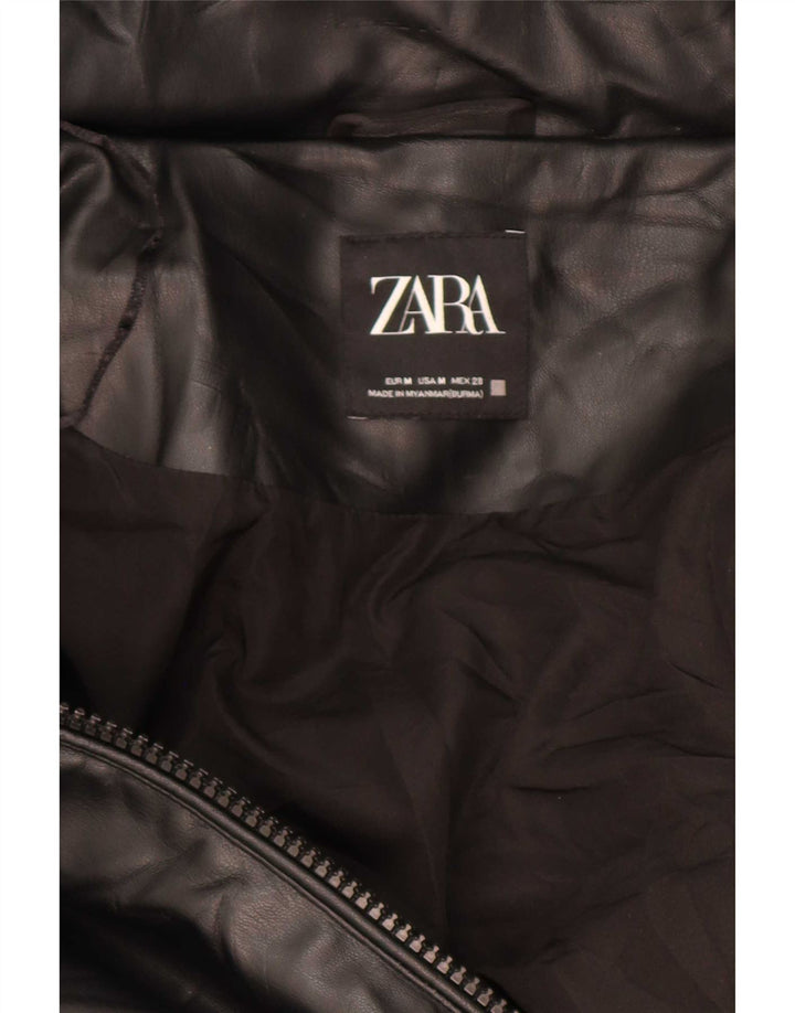 Zara Mens Oversized Hooded Padded Coat Medium Black Polyester