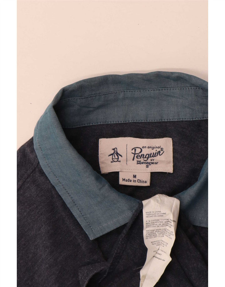 Polo da uomo Penguin in cotone color block medio blu navy