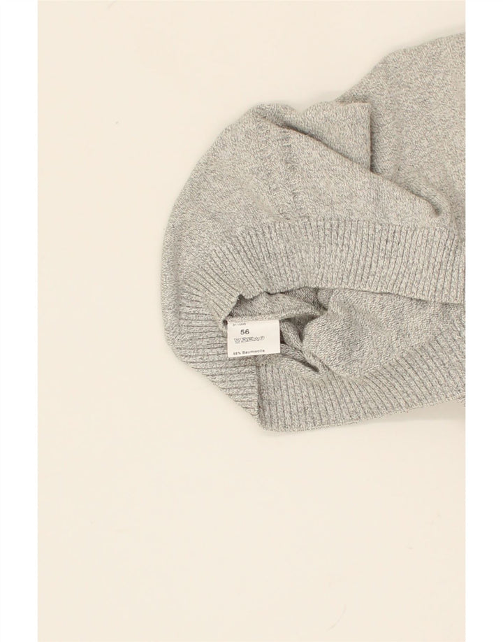 VINTAGE Mens V-Neck Jumper Sweater IT 56 XL Grey Flecked Cotton Vintage Vintage and Second-Hand Vintage from Messina Hembry 