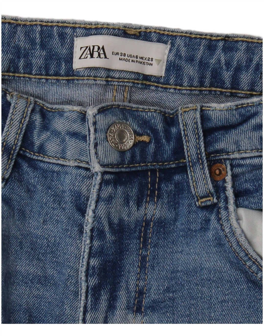 Zara Womens Cropped Jeans EU 38 Small W28 L25 Blue