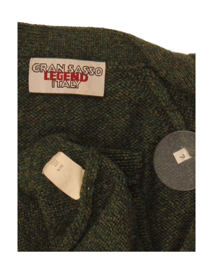 Gran Sasso Mens Cardigan Sweater XL Khaki Wool