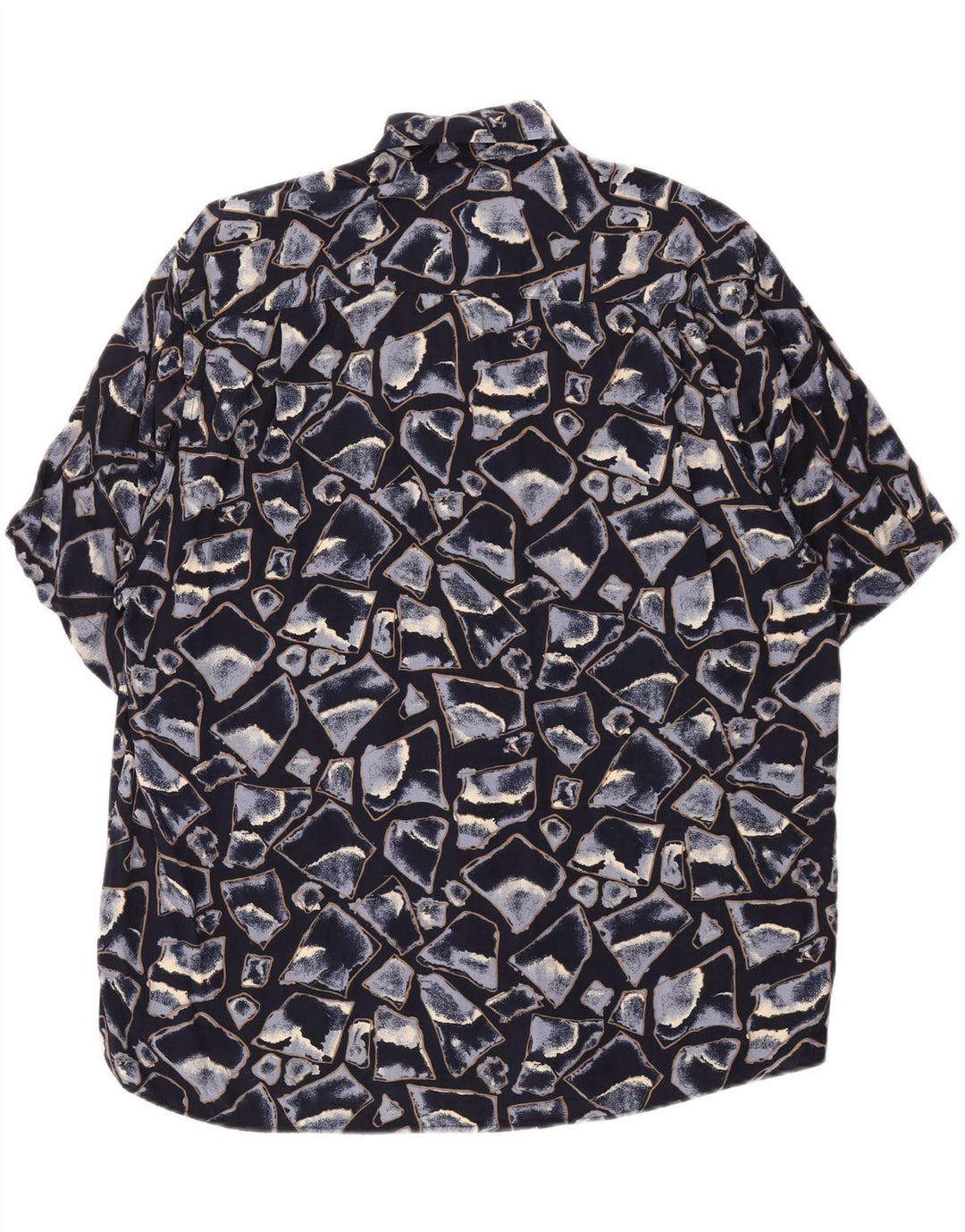 COTTON CLUB Mens Abstract Pattern Short Sleeve Shirt Medium Navy Blue Vintage Cotton Club and Second-Hand Cotton Club from Messina Hembry 