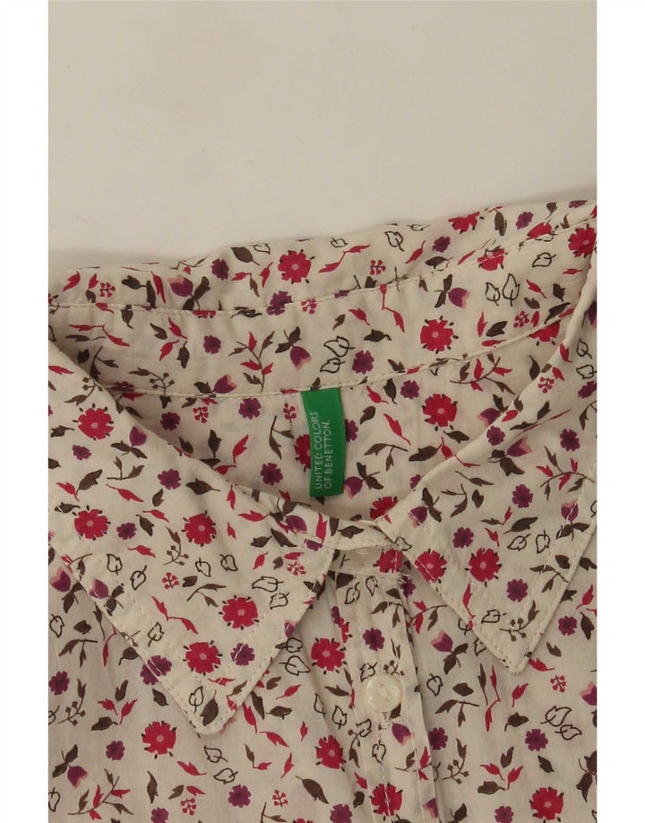 Benetton Chemise Femme UK 16 Large Blanc Floral