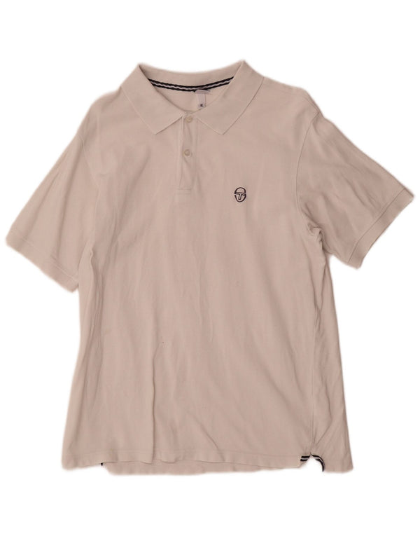 Sergio Tacchini Mens Polo Shirt XL White Cotton