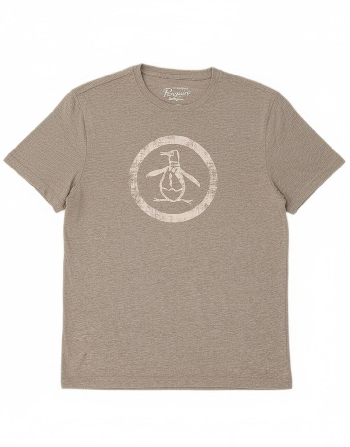 PENGUIN Mens Graphic T-Shirt Top Small Grey