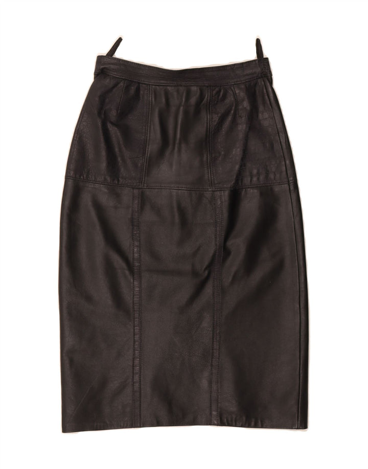 VINTAGE Womens Leather Skirt IT 36 XS W24 Black Vintage Vintage and Second-Hand Vintage from Messina Hembry 