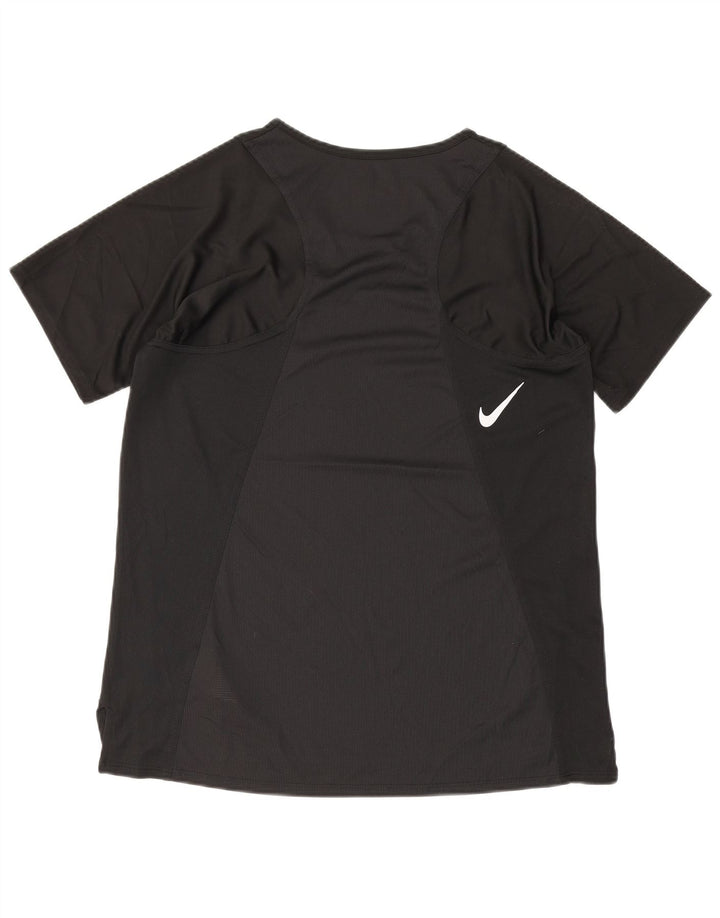 Nike Dame Dri Fit T-Shirt Top UK 10 Small Black Polyester