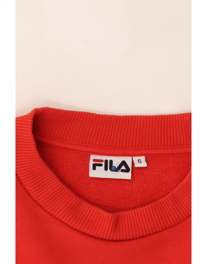 FILA Womens Graphic Sweatshirt Jumper UK 10 Small Red Colourblock Vintage Fila and Second-Hand Fila from Messina Hembry 