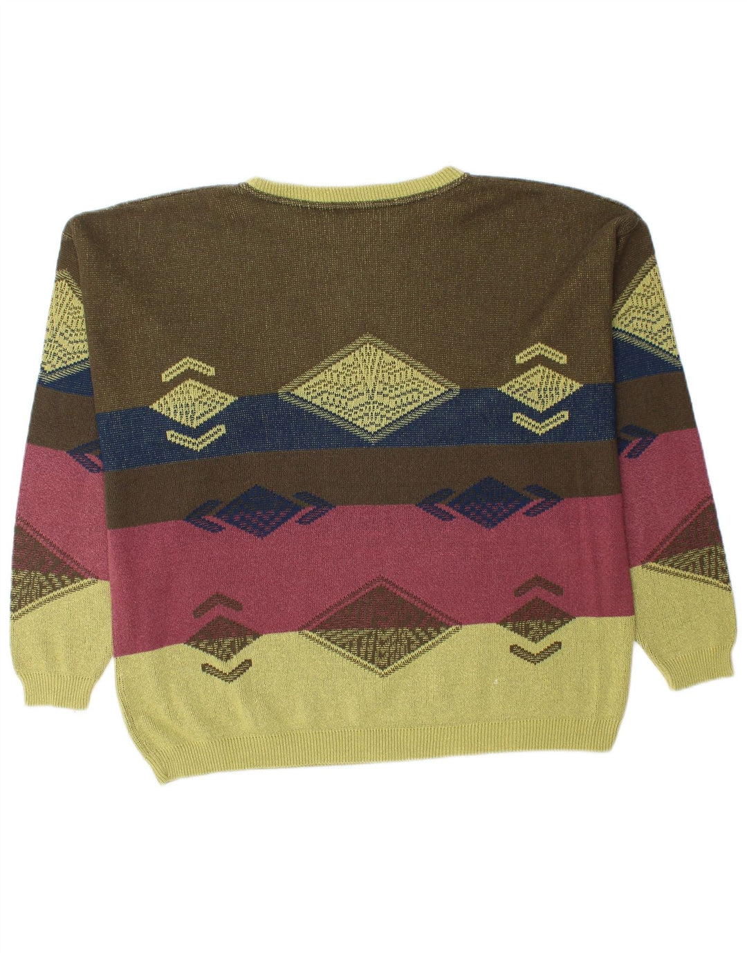 VINTAGE Mens Crew Neck Jumper Sweater IT 50 Medium Green Geometric