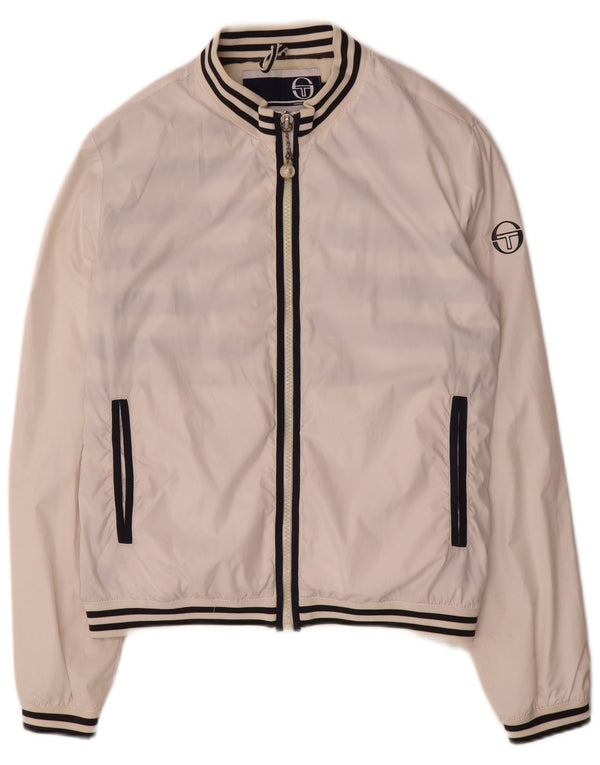 Sergio Tacchini Damen-Trainingsanzug-Oberteiljacke US 12 Large Weiß gestreift