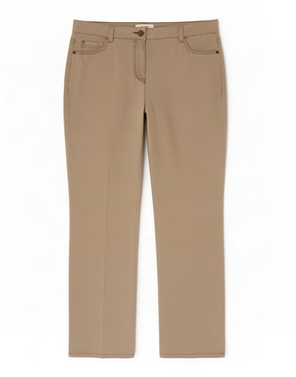 Marks & Spencer Womens Straight Casual Trousers UK 14 Medium W34 L311 Beige