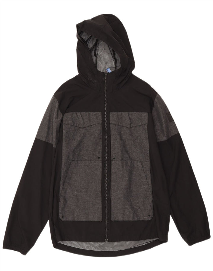 ADIDAS Herren-Regenjacke mit Kapuze, UK 38, Mittelschwarz, Colourblock-Polyester
