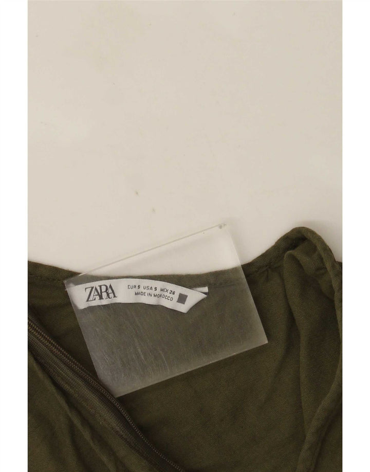 Zara Womens Sleeveless Jumpsuit UK 10 Small  Khaki