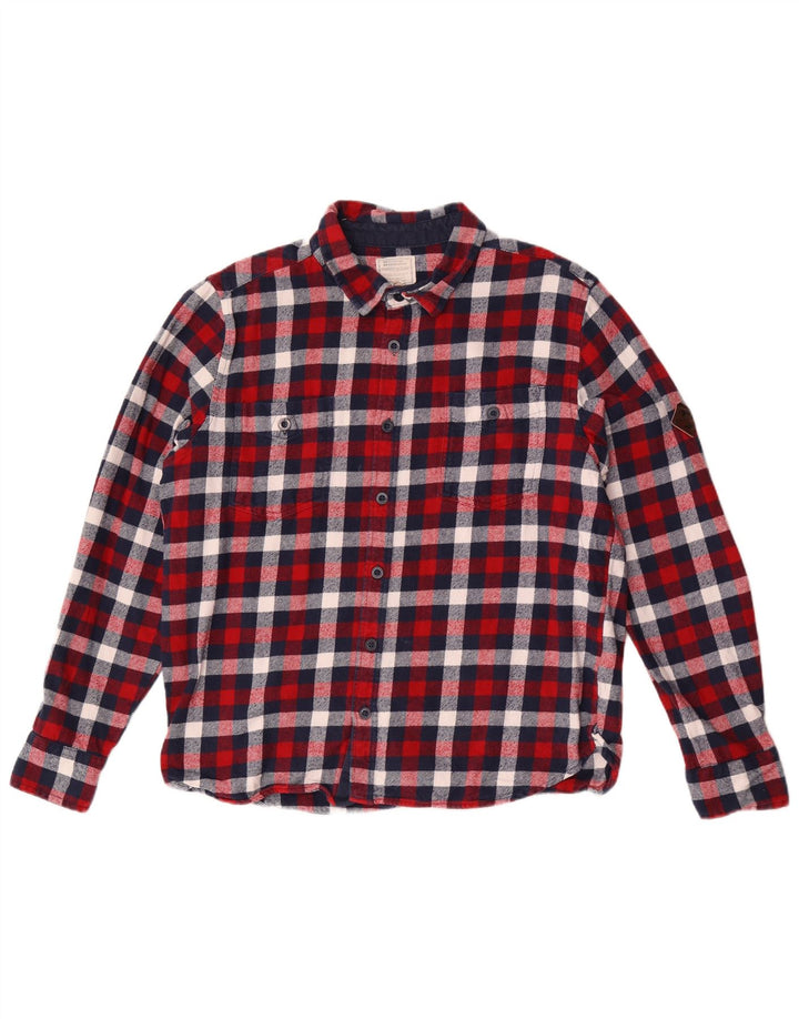 Camisa masculina de flanela Mountain Warehouse grande algodão xadrez vermelho