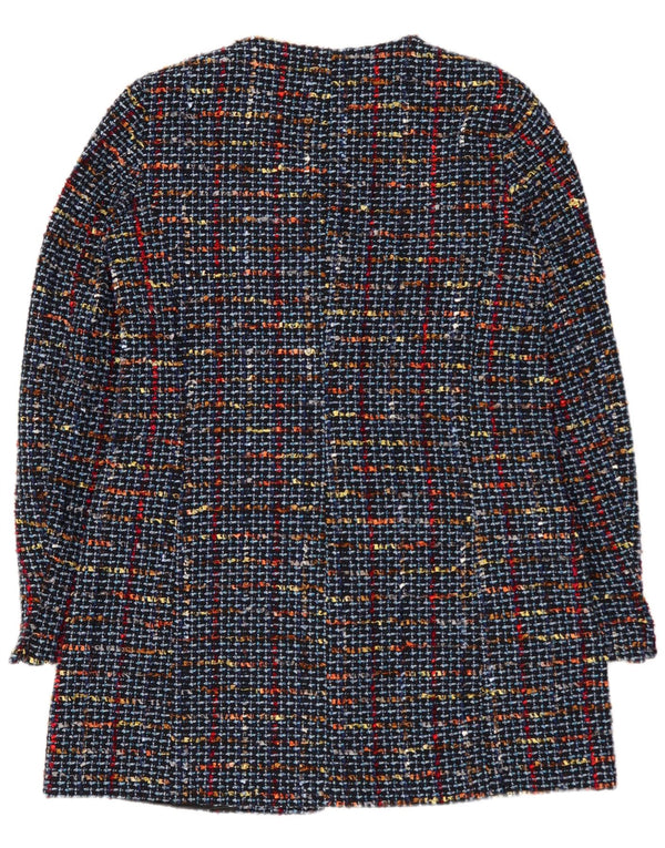 Chaqueta tipo blazer larga con 3 botones de Zara para mujer UK 40 Small Azul marino moteado