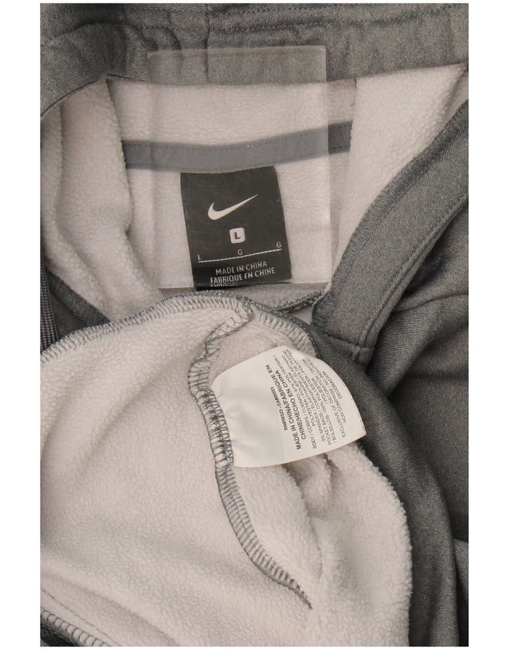 NIKE Womens Graphic Hoodie Jumper UK 16 Large Grey Polyester