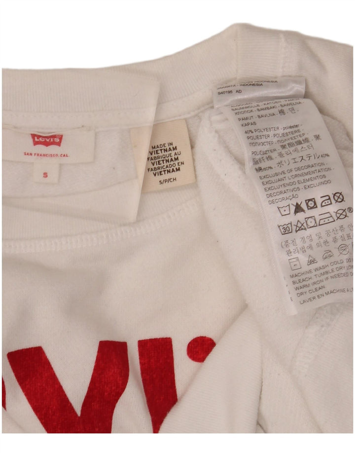 LEVI'S übergroßer Damen-Sweatshirt-Pullover, UK 10, Größe S, weiße Baumwolle