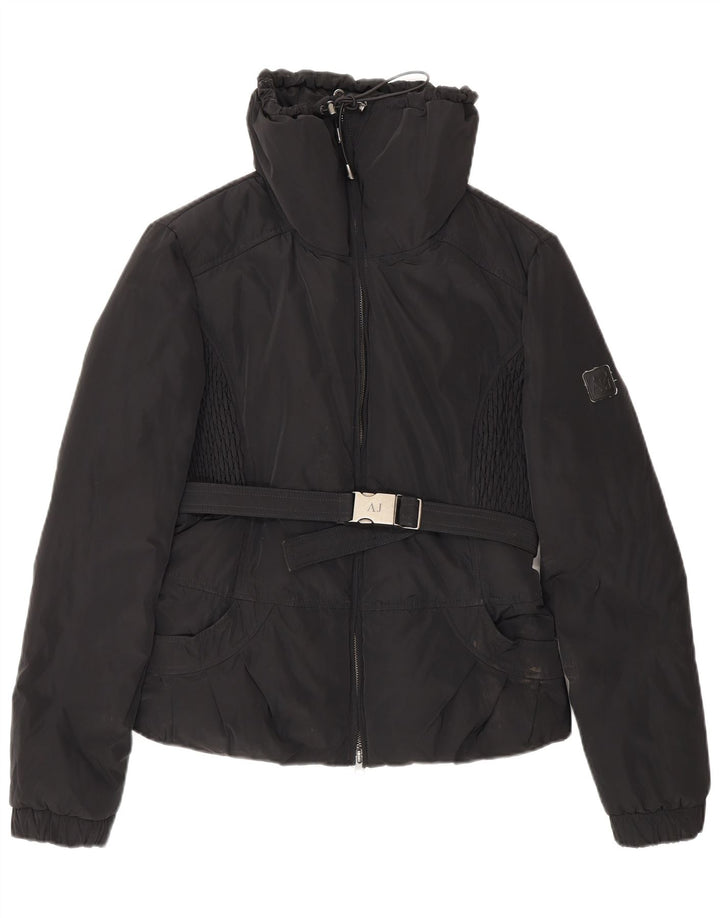 Armani Jeans Womens Crop Padded Jacket EU 42 Large Black Polyester