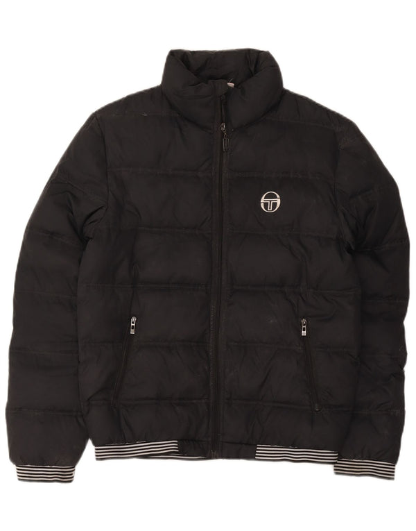 Sergio Tacchini Mens Bomber bélelt dzseki UK 36 kis fekete nylon sport
