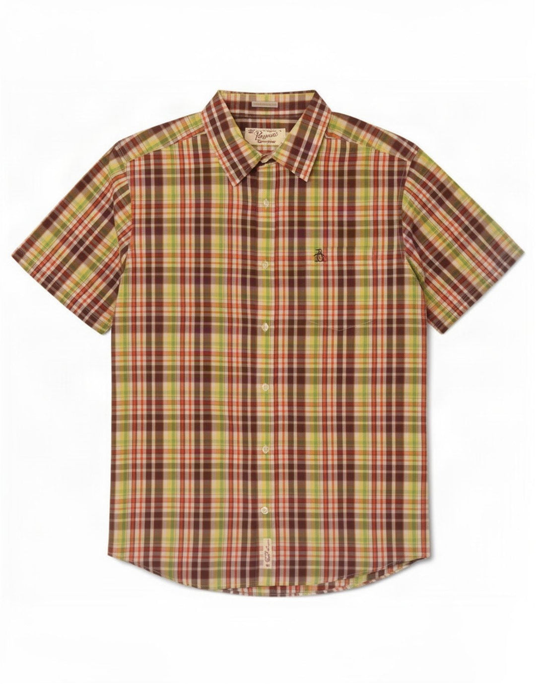 Penguin Mens Heritage Short Sleeve Slim Fit Shirt Large Multicoloured Check