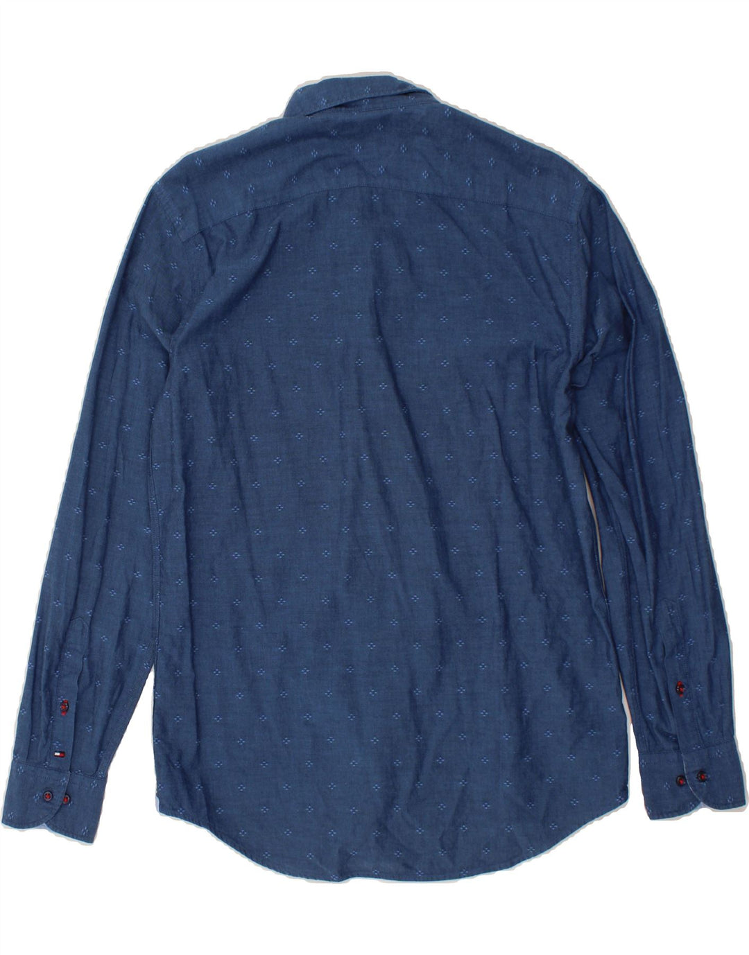 TOMMY HILFIGER Mens New York Fit Shirt Medium Navy Blue Spotted Vintage Tommy Hilfiger and Second-Hand Tommy Hilfiger from Messina Hembry 