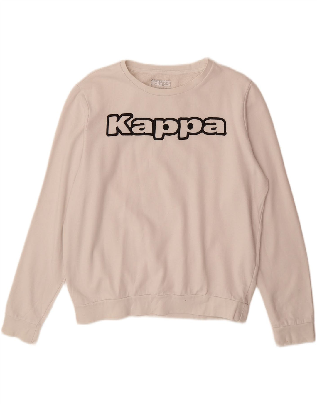 KAPPA Mens Graphic Sweatshirt Jumper Small White Cotton