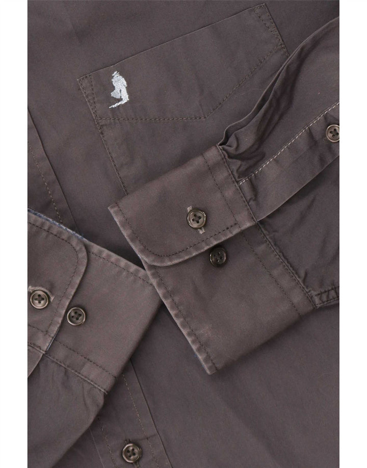 Marlboro Classics Mens Regular Fit Shirt Large Grey Cotton