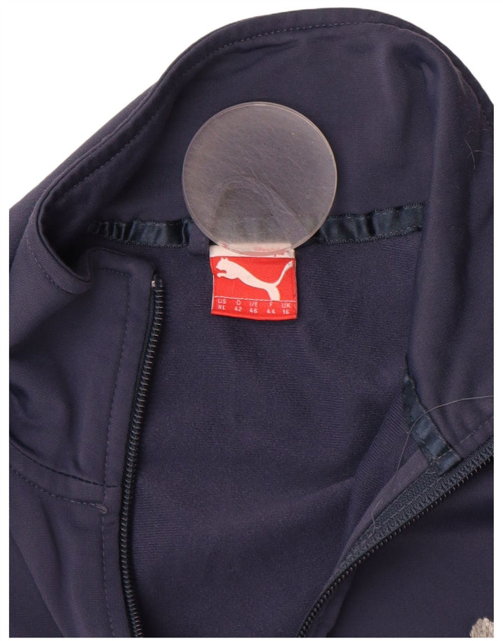 PUMA Womens Tracksuit Top Jacket UK 16 Large Navy Blue Colourblock