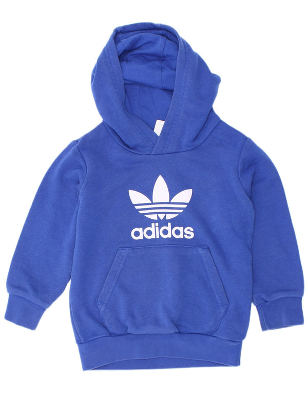 Adidas Boys Graphic Hoodie Jumper 2-3 Years Blue Cotton