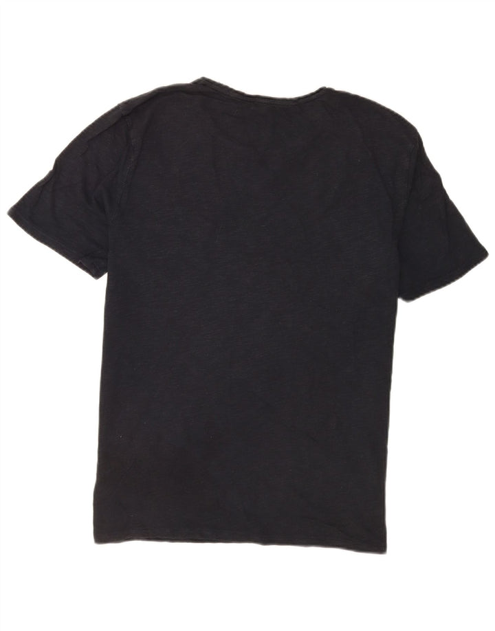Reiss Mens T-Shirt Top Large Black Flecked Cotton
