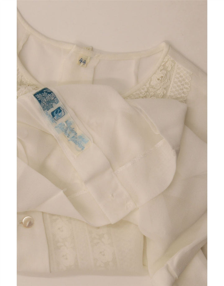 Vintage Dame Ærmeløs Gennemsigtig Bluse Top IT 44 Medium White
