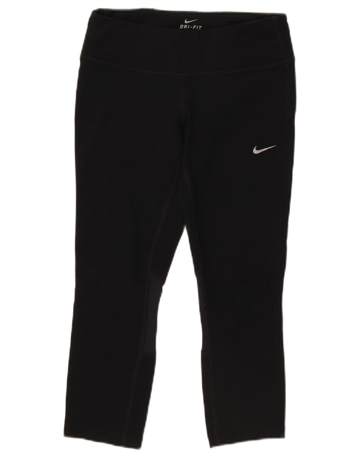 Nike Womens Dri Fit Capri Leggings UK 10 Small Black Polyester