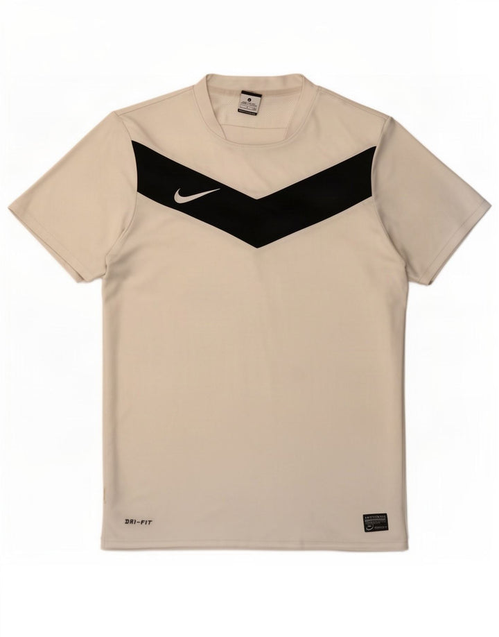 Nike Herren Dri Fit T-Shirt Top Small Weiß Farbblock